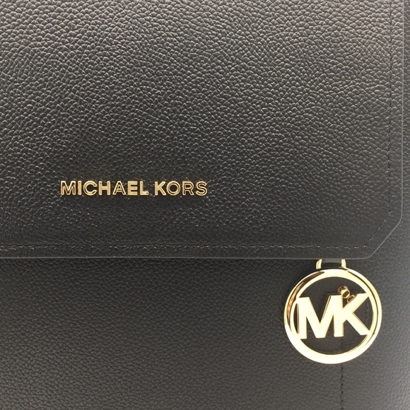 MICHAEL KORS HAYES MEDIUM BACKPACK BLACK LEATHER - Picture 12 of 16